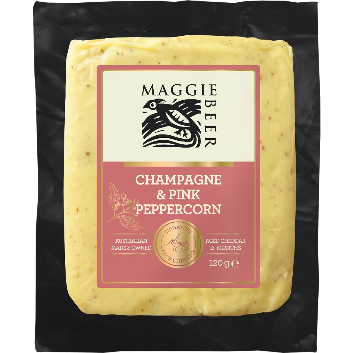 Maggie Beer Champagne & Pink Pepper Club Cheddar 120g