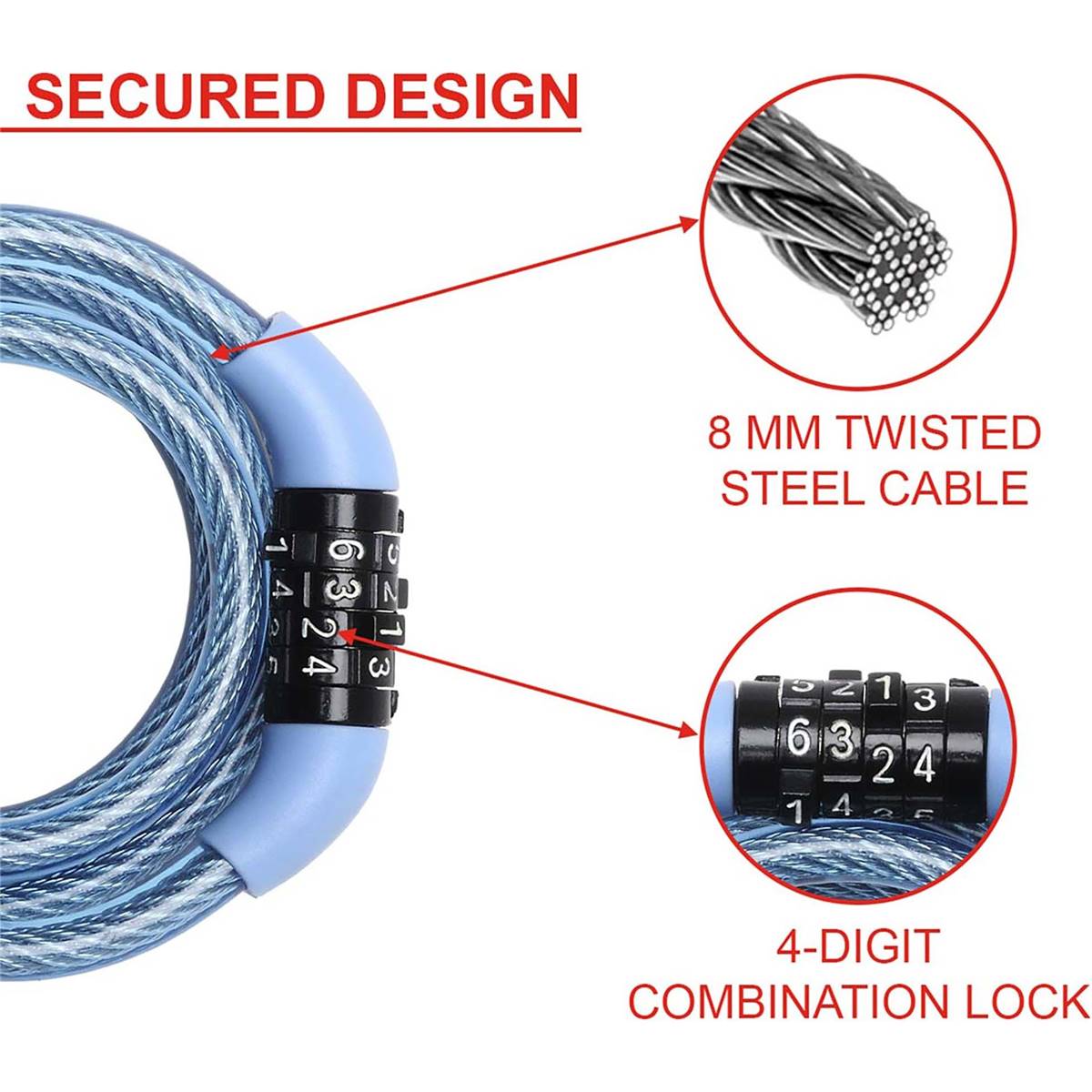 Master Lock 1.2m Combination Cable Lock Woolworths