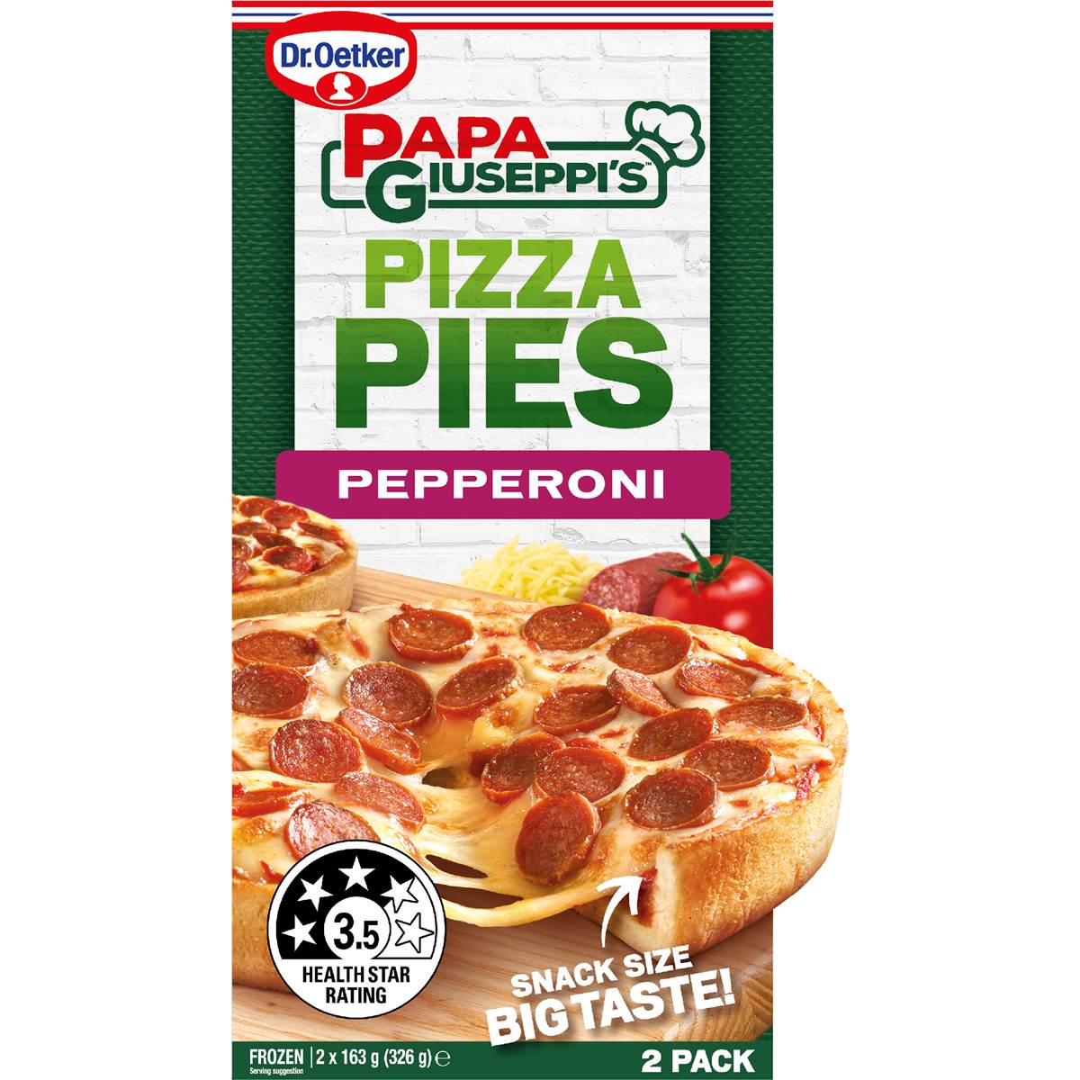 Dr. Oetker Papa Giuseppi's Frozen Pizza Pies Snack Pepperoni 163g x 2 pack