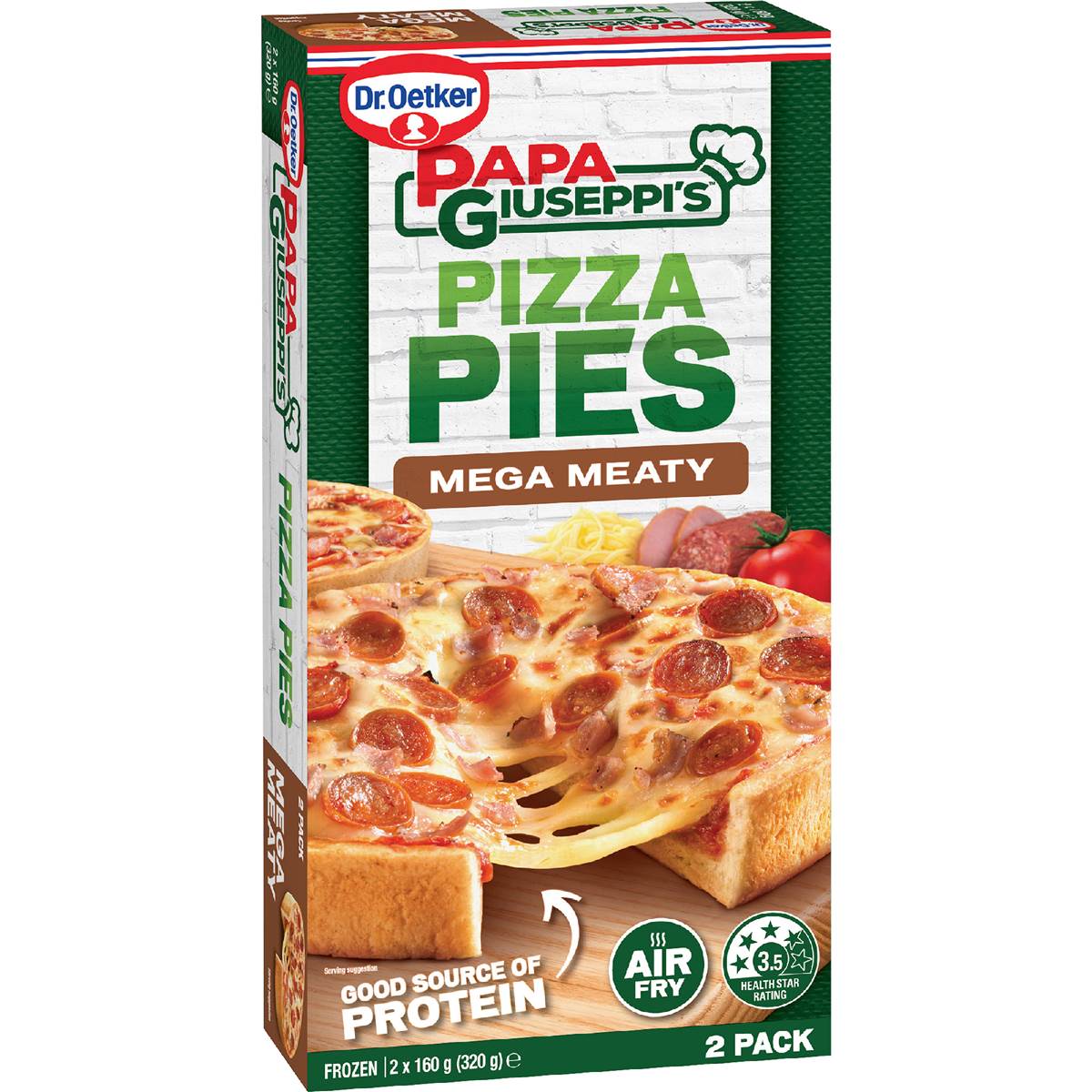 Dr. Oetker Papa Giuseppi's Frozen Pizza Pies Snack Mega Meaty 160g x 2 pack