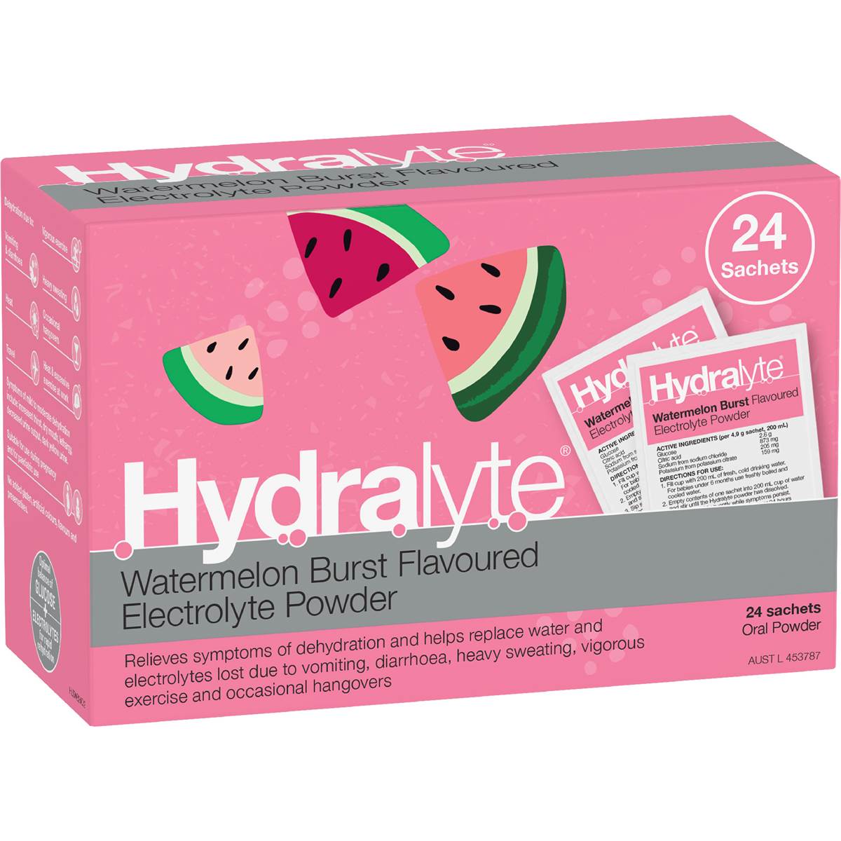 Hydralyte Electrolyte Powder Sachets Watermelon 24 pack