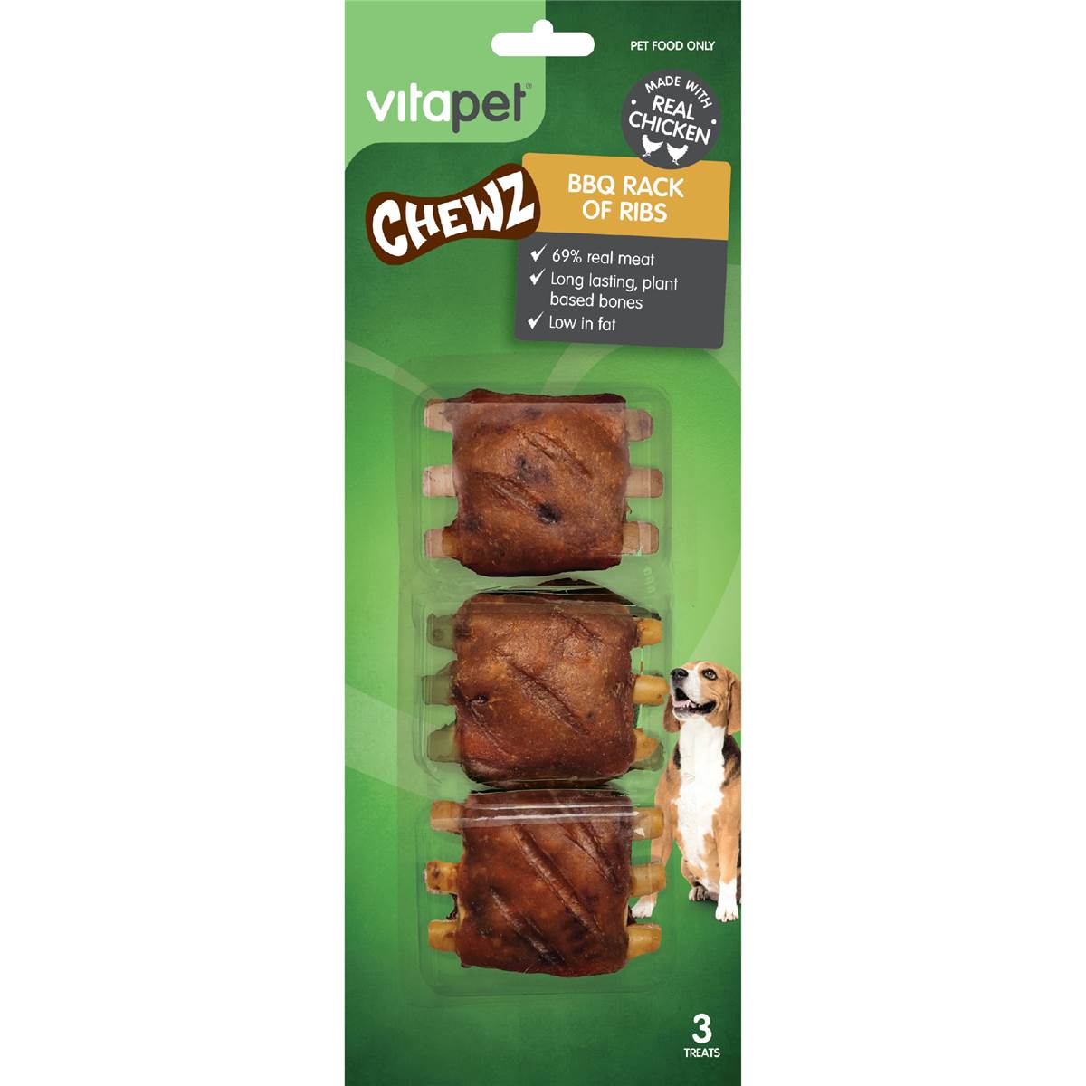Vita Pet Chewz BBQ Rack Of Ribs 3 pack