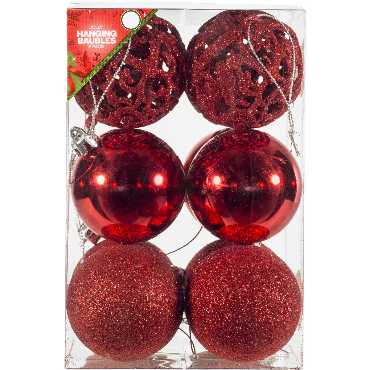christmas jolly 60mm hanging baubles 12 pack woolworths christmas jolly 60mm hanging baubles 12 pack woolworths