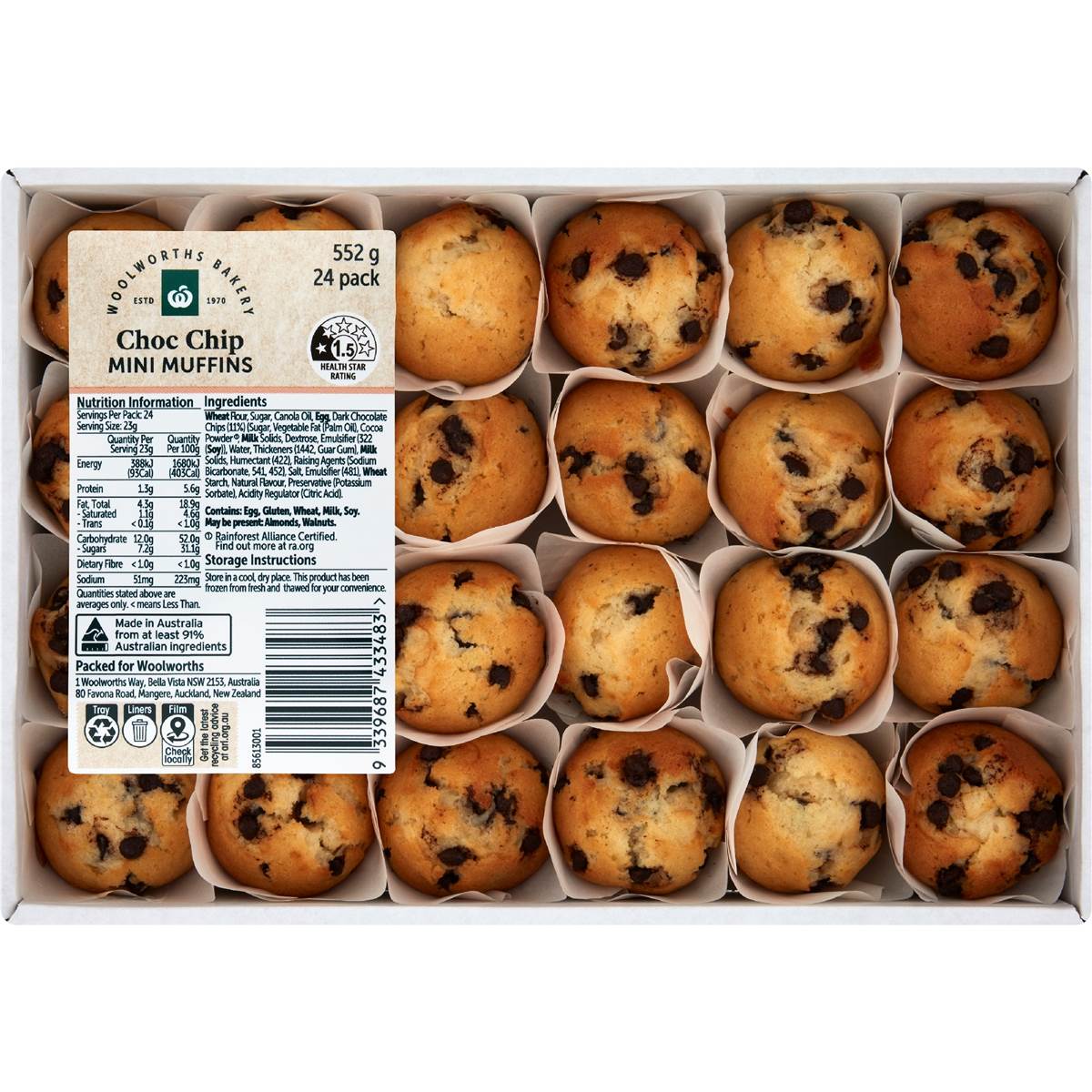 Woolworths Choc Chip Mini Muffins 24 pack