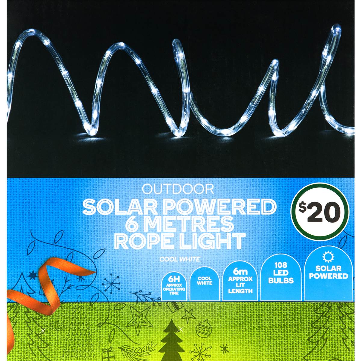 Christmas Solar Rope Light 6m each Woolworths