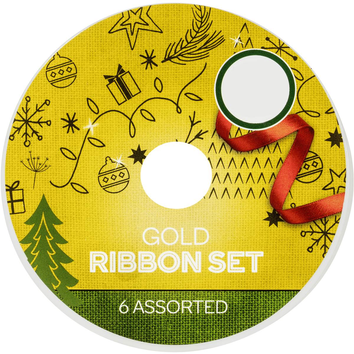 Christmas Gold Ribbon Set Each Woolworths