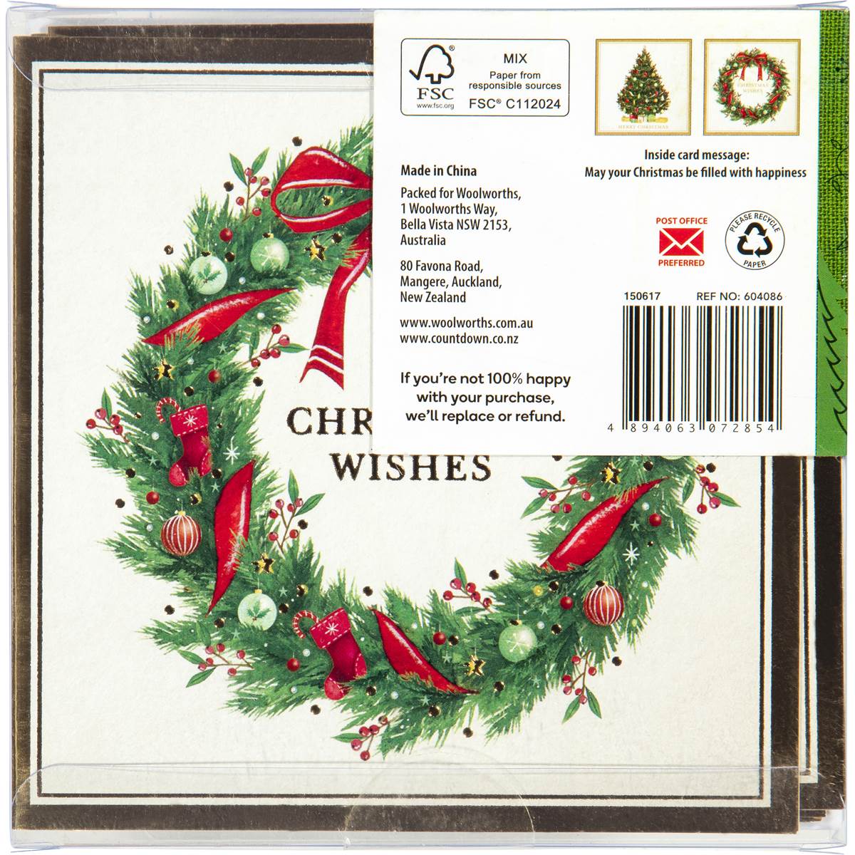 Christmas Cards Square Traditional 12 Pack | Woolworths