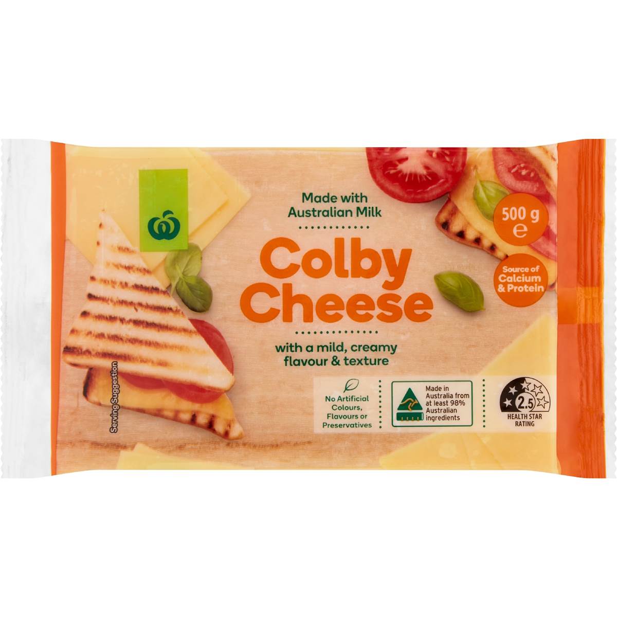 Woolworths Colby Cheese Block 500g