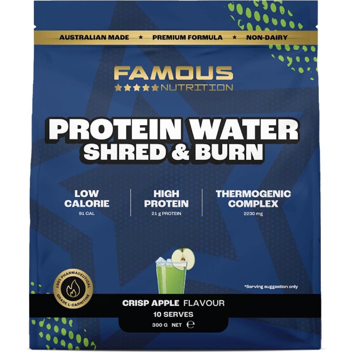 Famous Nutrition Protein Water Shred & Burn Apple Thermogenic