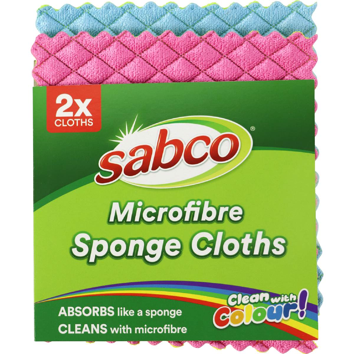 Sabco Microfibre Sponge Cloths Assorted 2 pack