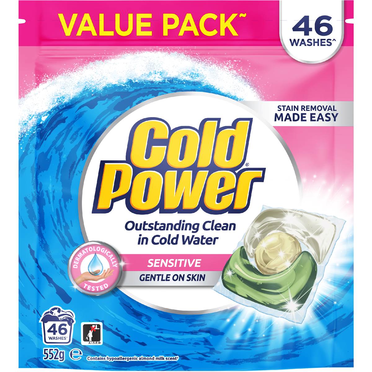 Cold Power Sensitive Laundry Detergent Capsules 46 pack