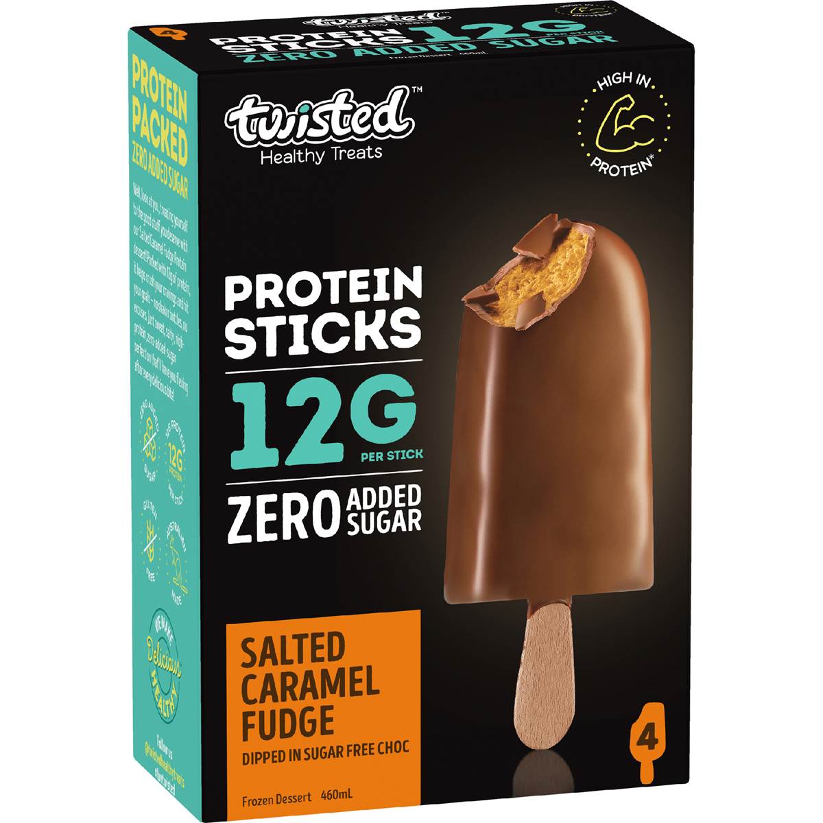 Twisted Healthy Treats Protein Sticks Caramel Fudge 4 pack