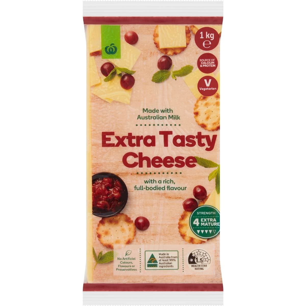 Woolworths Extra Tasty Cheese Block 1kg