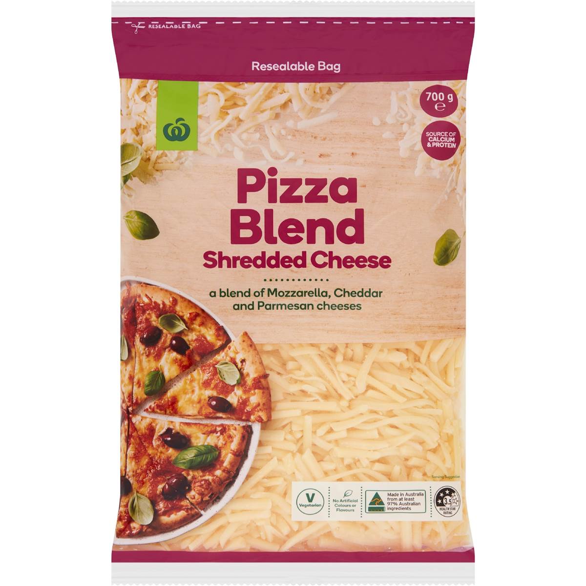Woolworths Pizza Blend Shredded Cheese 700g
