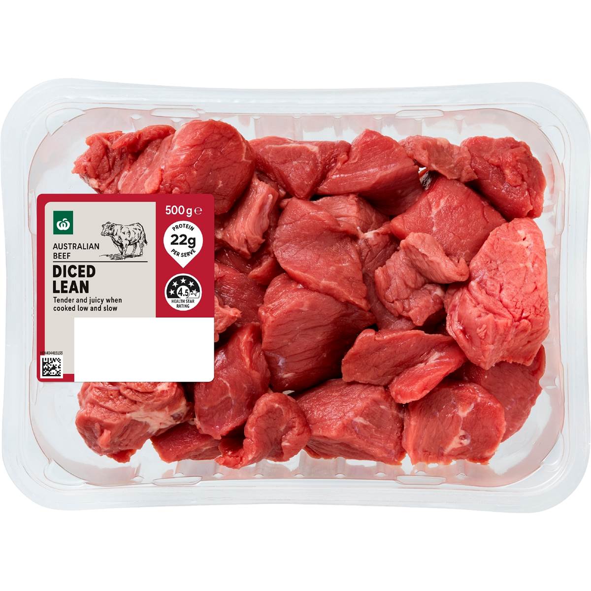 Woolworths Chunky Diced Lean Beef 500g