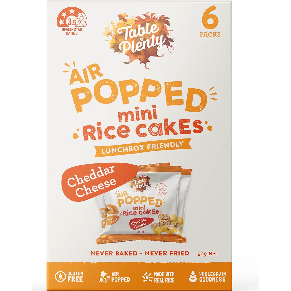 Table Of Plenty Air Popped Mini Rice Cakes Cheddar Cheese Snack 6 pack
