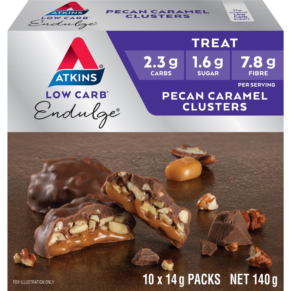 Atkins Endulge Pecan Caramel Clusters 14g 10 pack