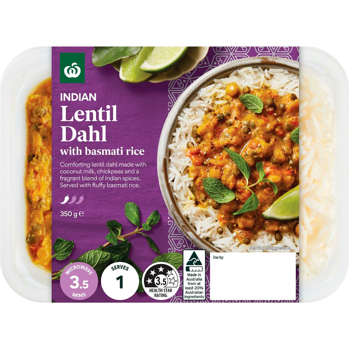 Woolworths Indian Lentil Dahl With Basmati Rice 350g