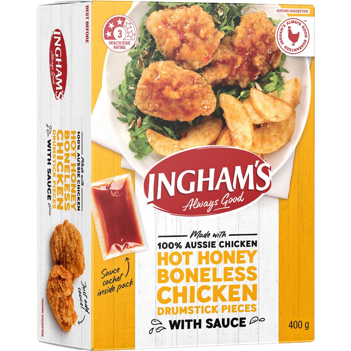 Ingham's Boneless Chicken Drumstick Pieces Hot Honey 400g