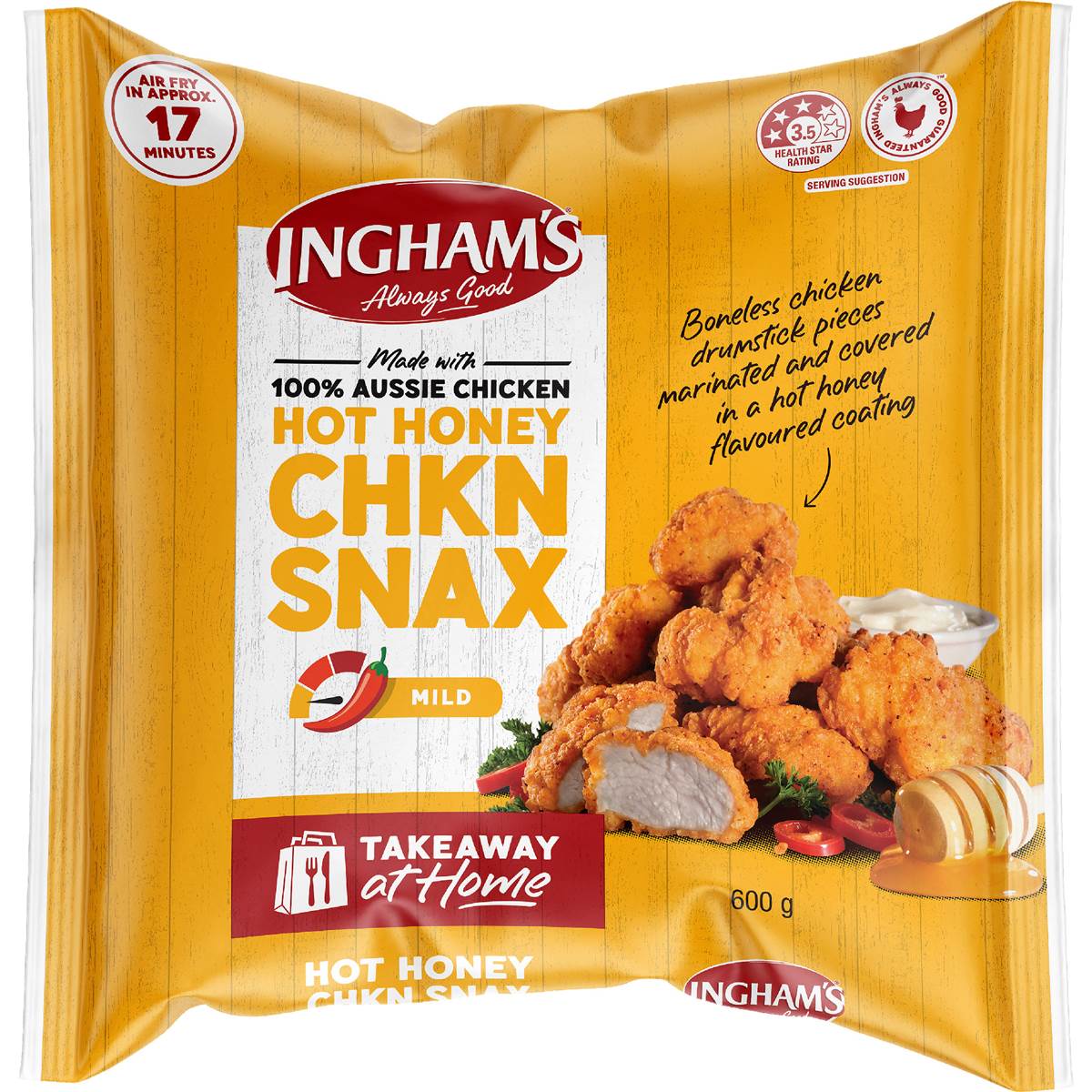 Ingham's Hot Honey Chkn Snax 600g