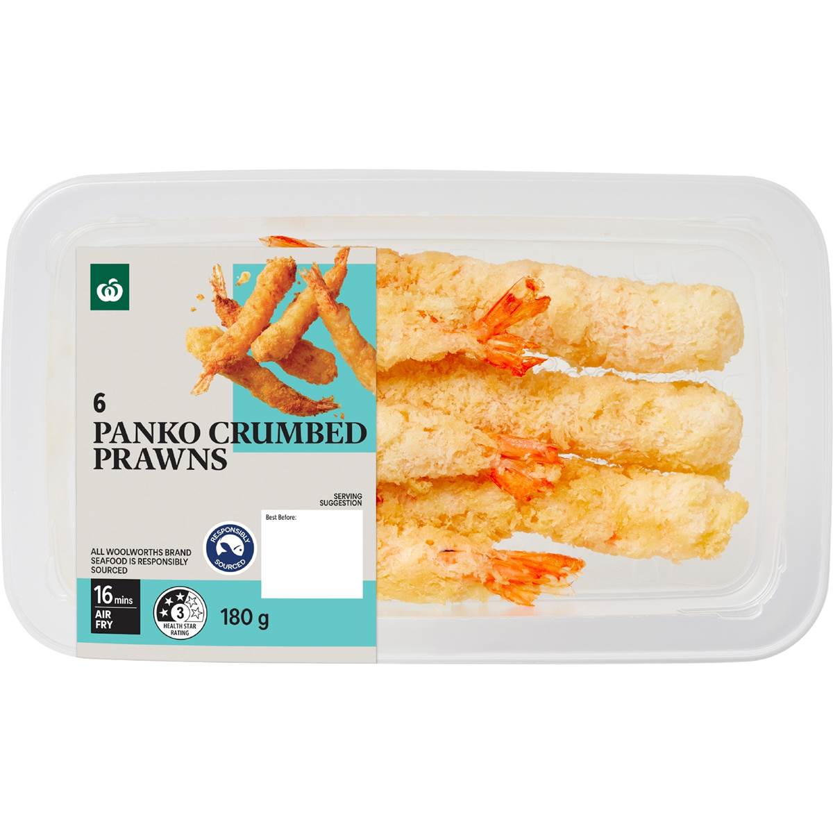 Woolworths Panko Crumbed Prawns 180g 6 pack