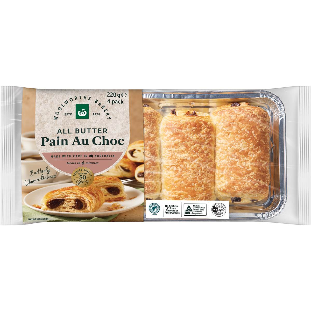 Woolworths Pain Au Choc 220g 4 pack