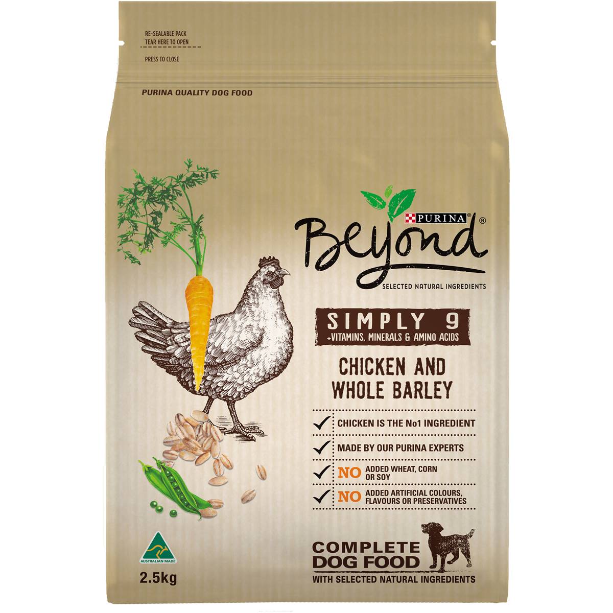 Beyond Simply9 Chicken & Whole Barley Dog Food 2.5kg Woolworths