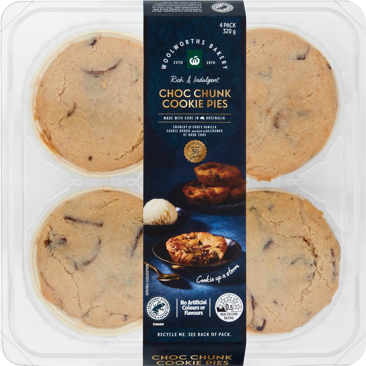 Woolworths Choc Chunk Cookie Pie 4 pack