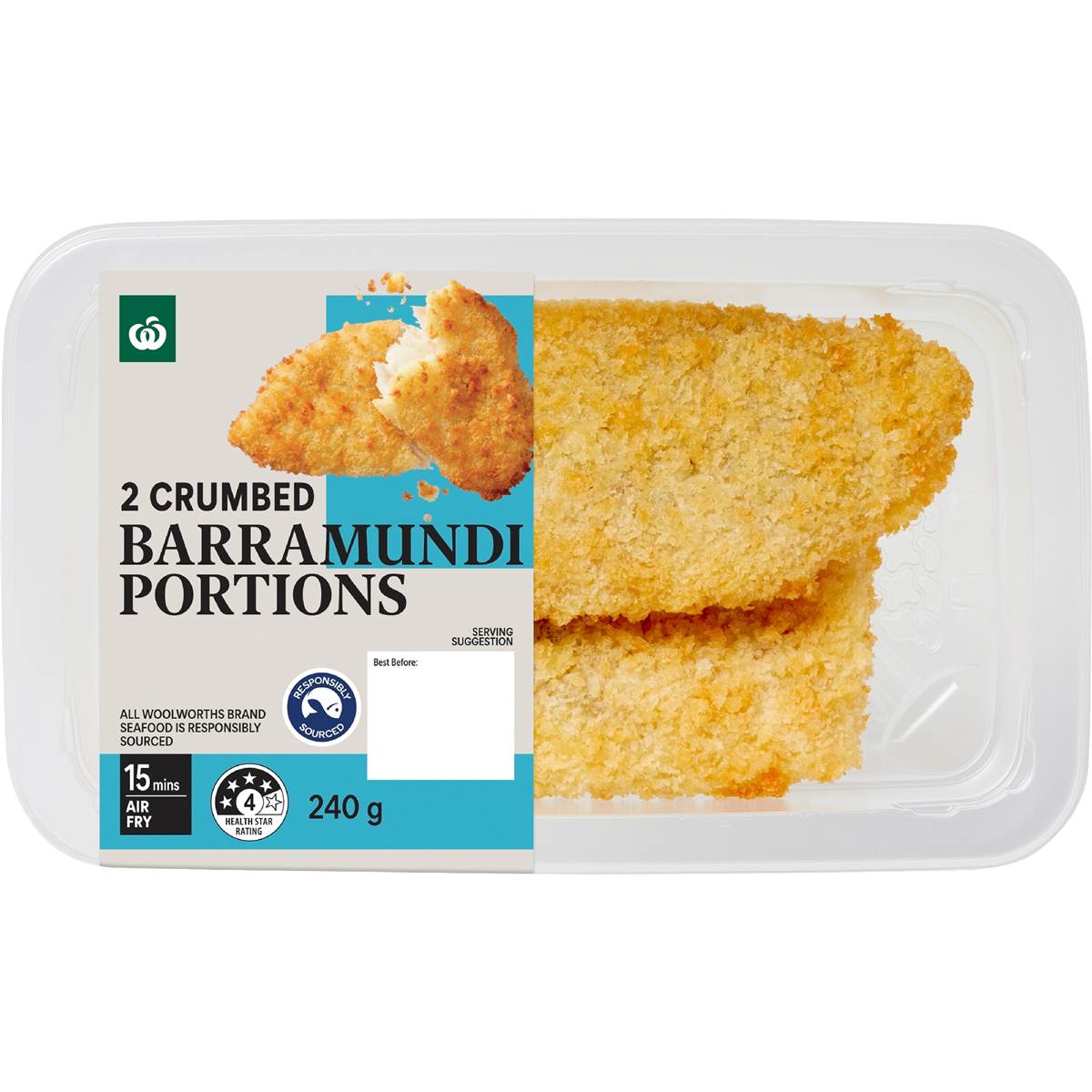 Woolworths Crumbed Barramundi Portions 240g 2 pack