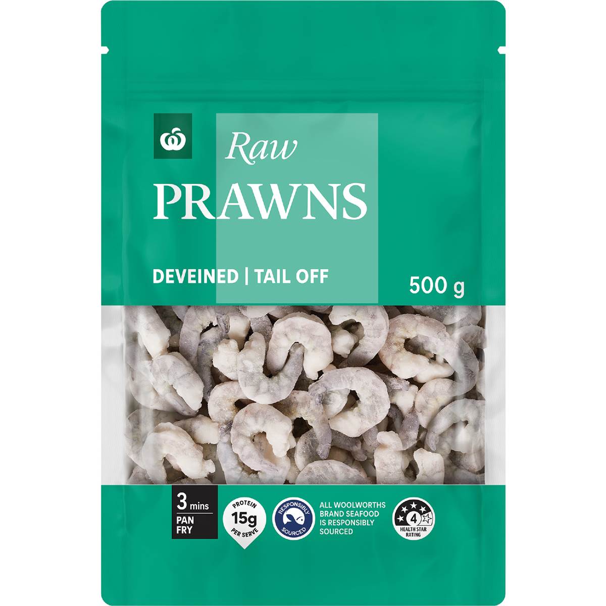 Woolworths Frozen Raw Prawns Tail Off 500g