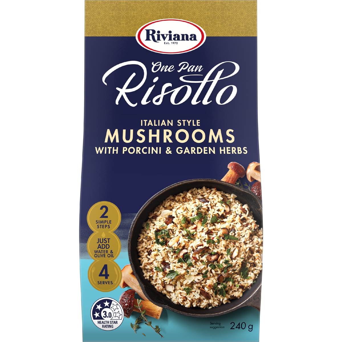 Riviana One Pan Risotto Italian Style Mushroom Porcini & Herbs 240g