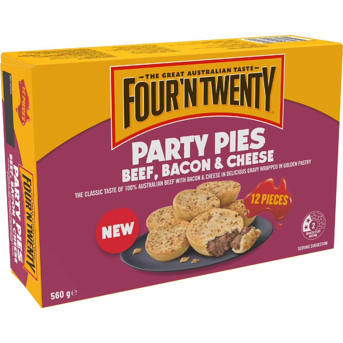 Four'N Twenty Beef Cheese & Bacon Party Pies 12 pack