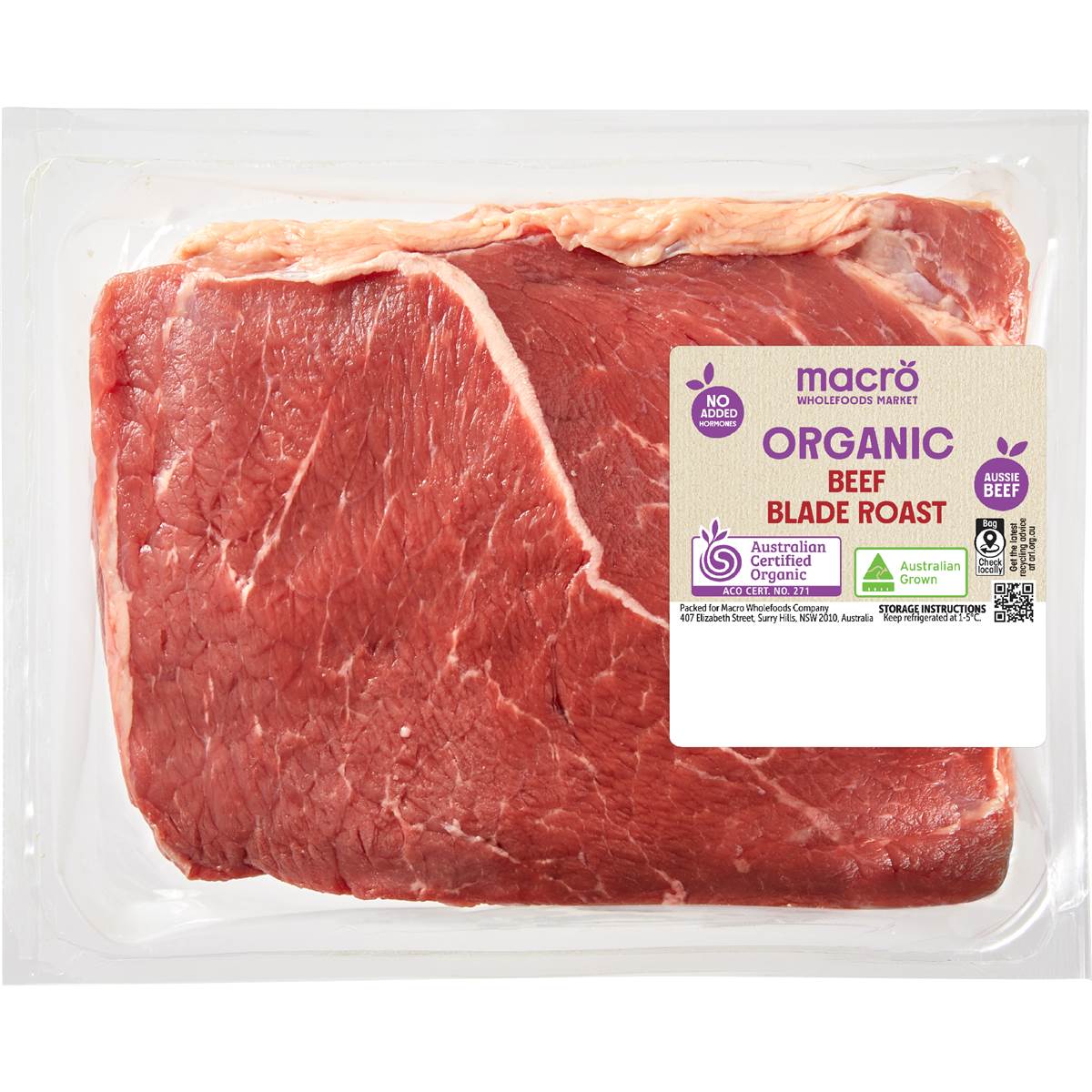 Macro Organic Beef Blade Roast 700g - 1kg