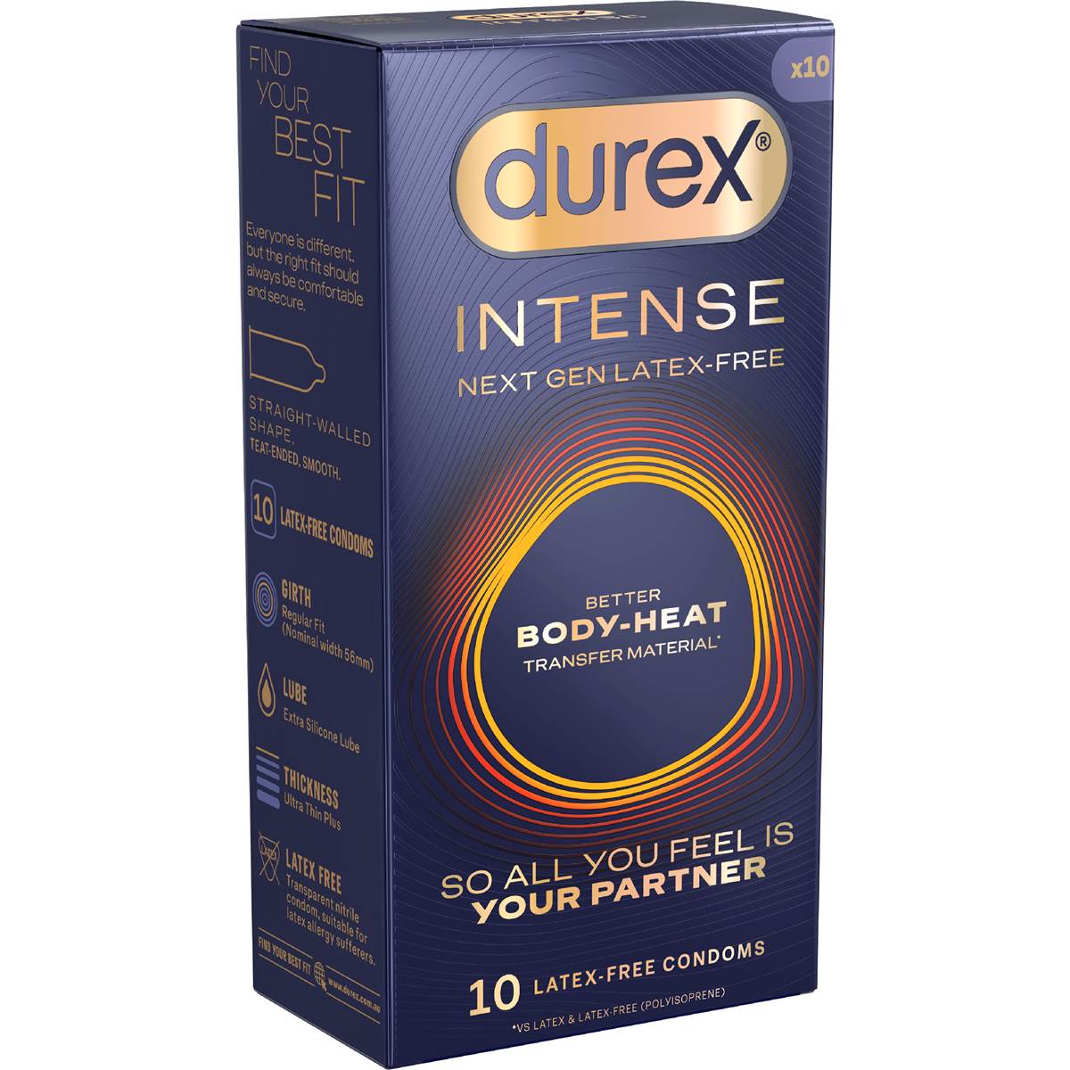 Durex Intense Body-Heat Condoms Regular 10 pack