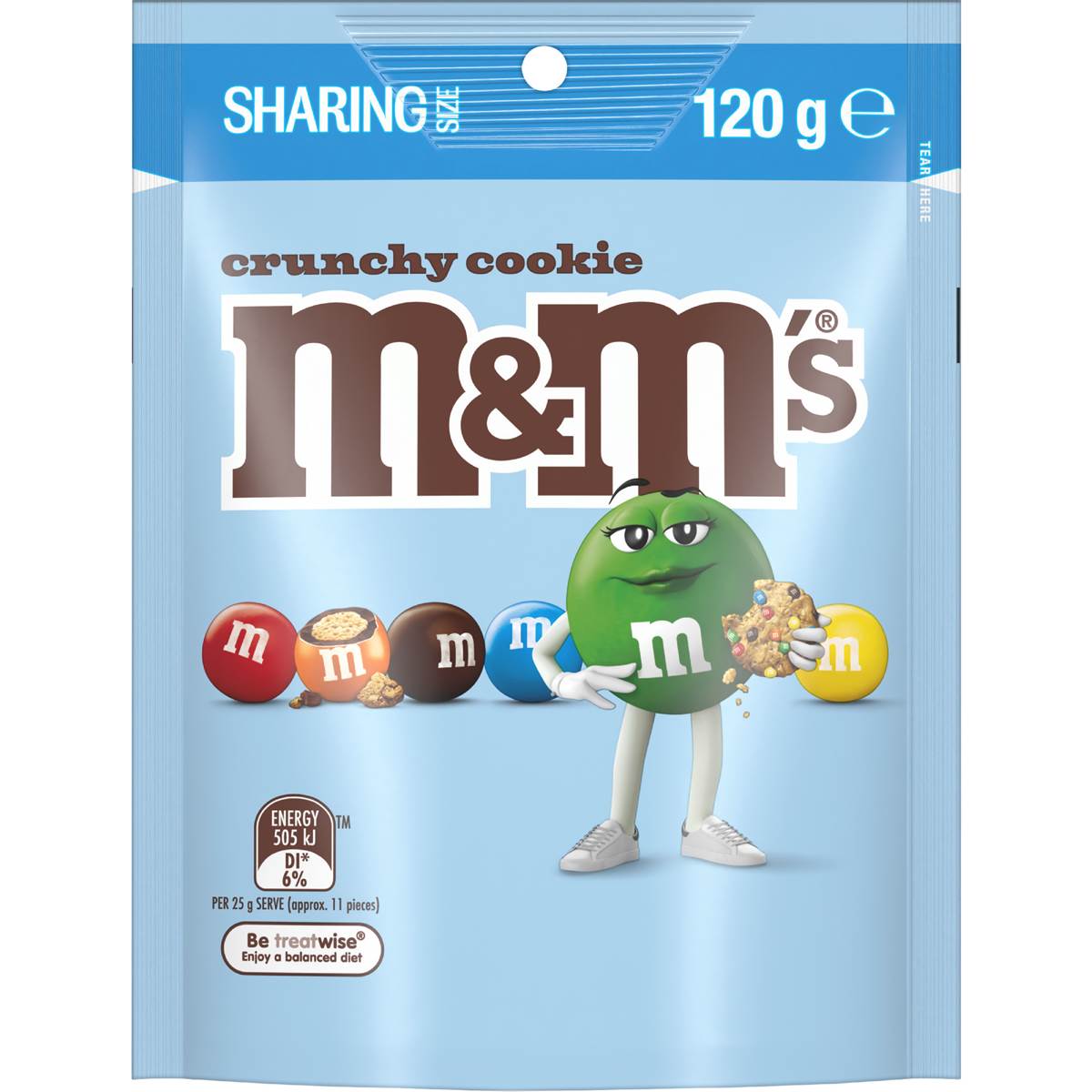M&M's Crunchy Cookie Chocolate Snack & Share Bag 120g