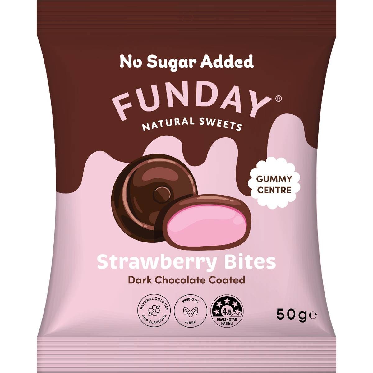 Funday Strawberry Bites Dark Chocolate 50g