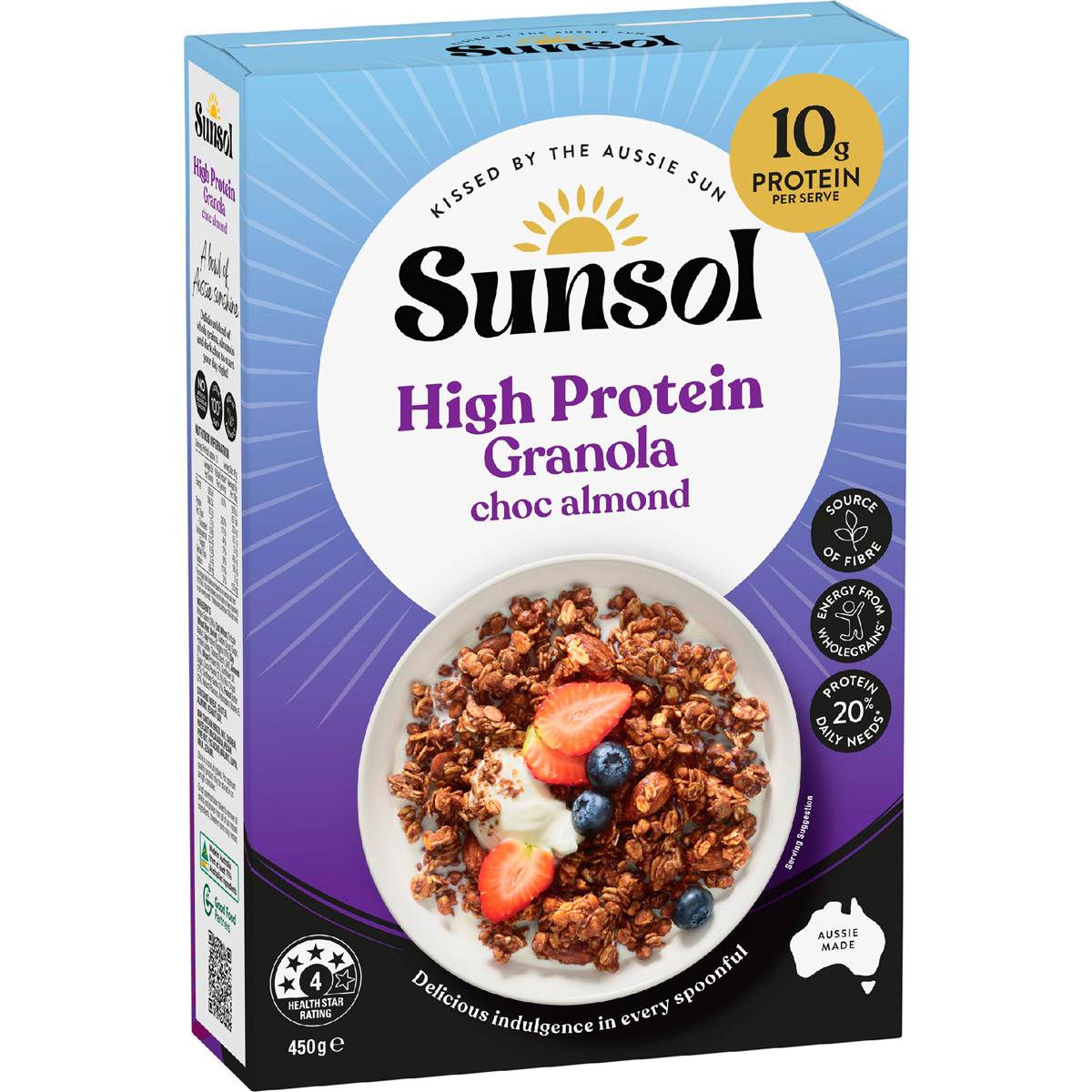 Sunsol High Protein Granola Choc Almond 450g