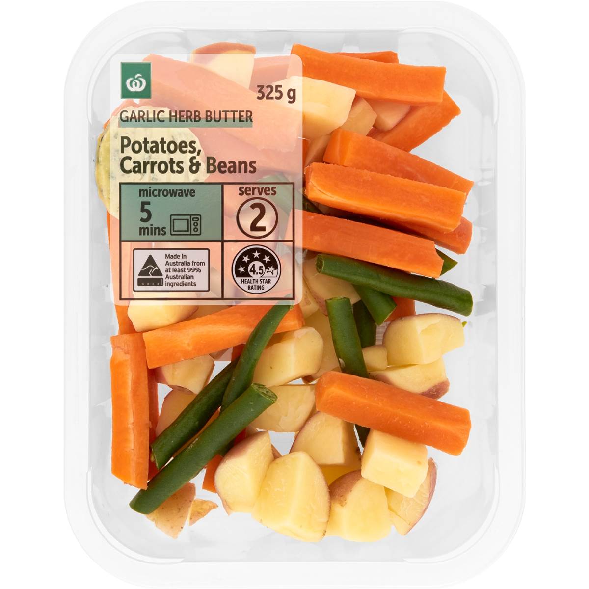 Woolworths Potatoes, Carrots & Beans With Garlic Herb Butter 325g