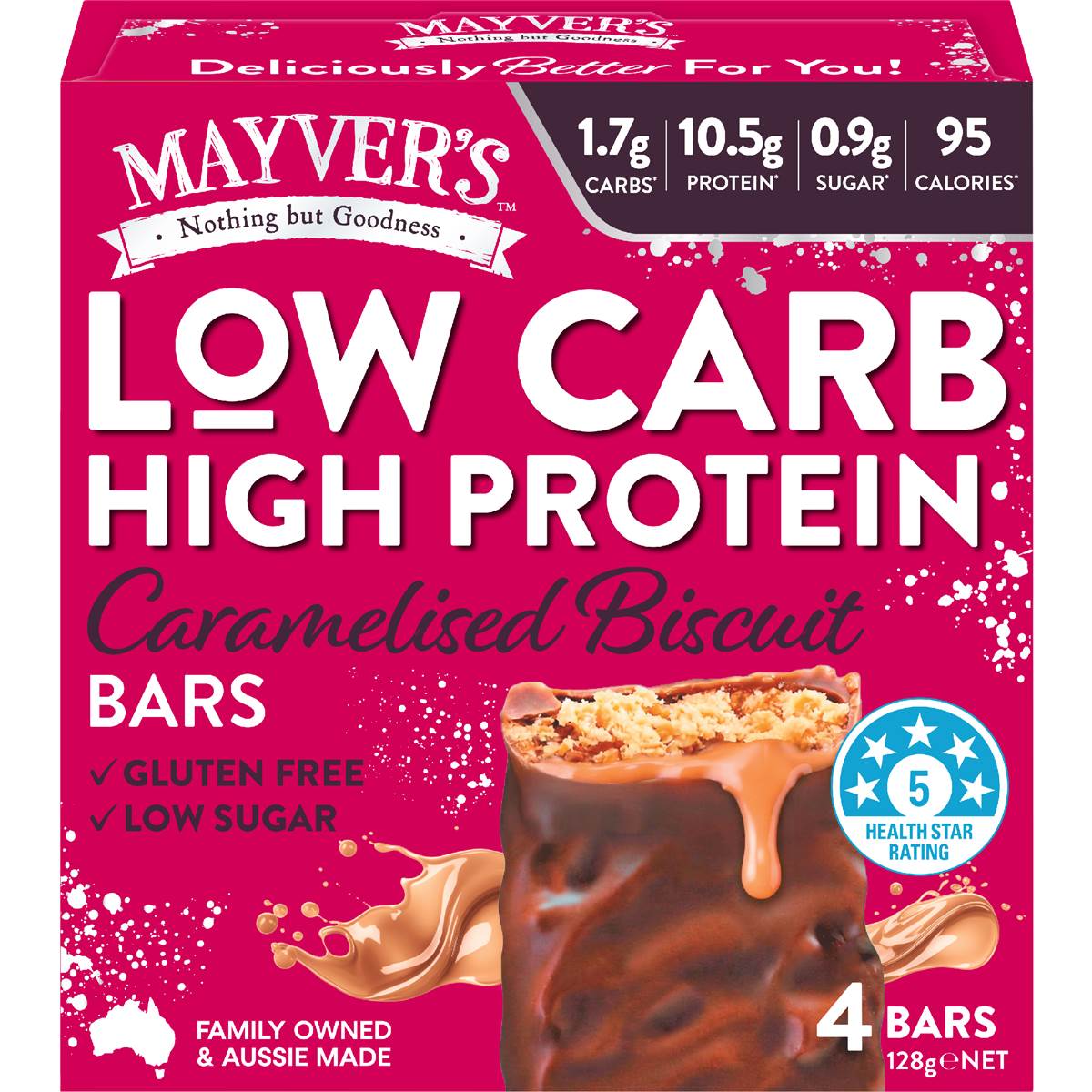 Mayver's Low Carb High Protein Bars Caramelised Biscuit 4 pack