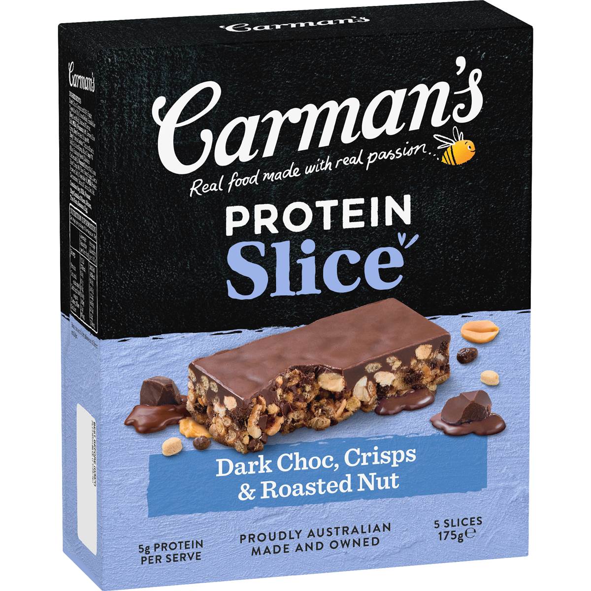 Carman's Protein Slice Bar Dark Choc Crisp & Roasted Nut 5 pack