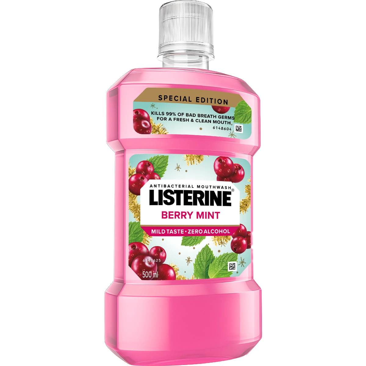 Listerine Mouthwash Antibacterial Zero Alcohol Berry Mint 500mL