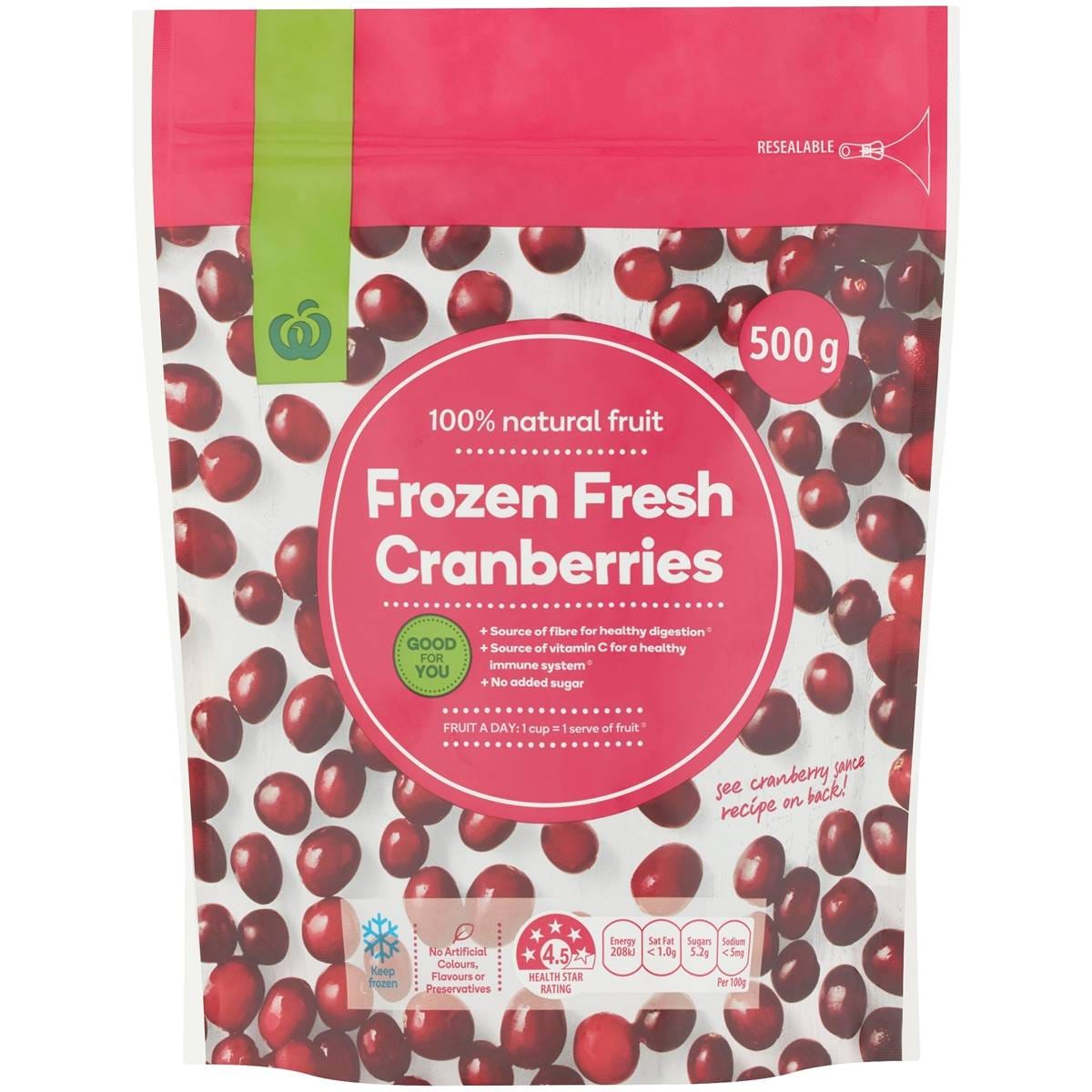 Woolworths Frozen Cranberries 500g Woolworths