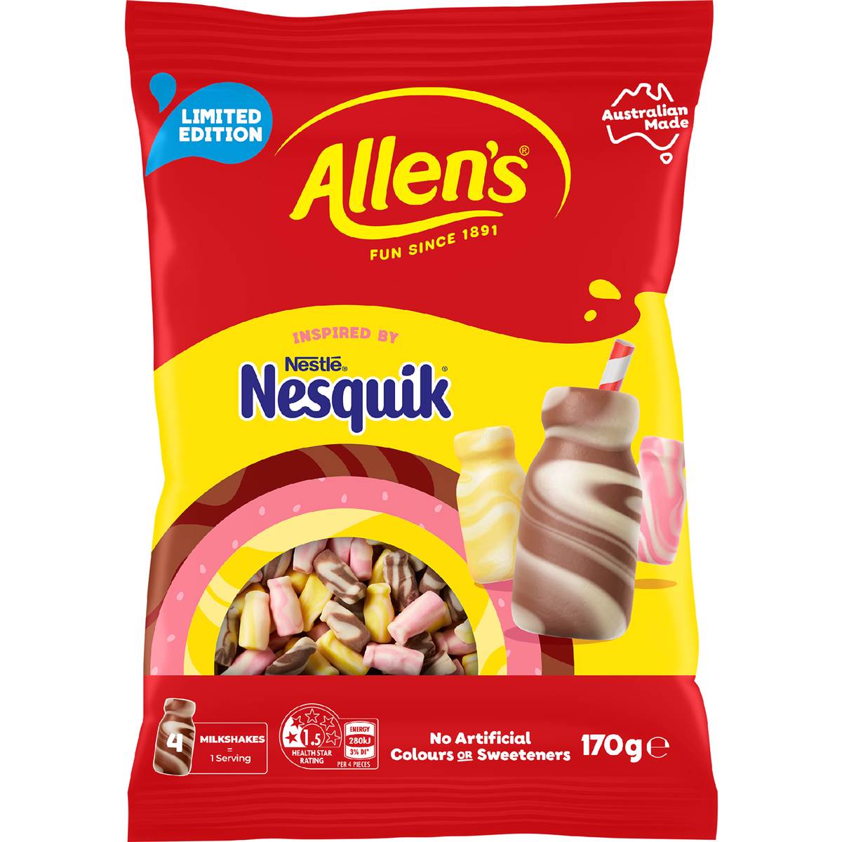 Allen's Nesquik Milkshakes Lollies Bag 170g