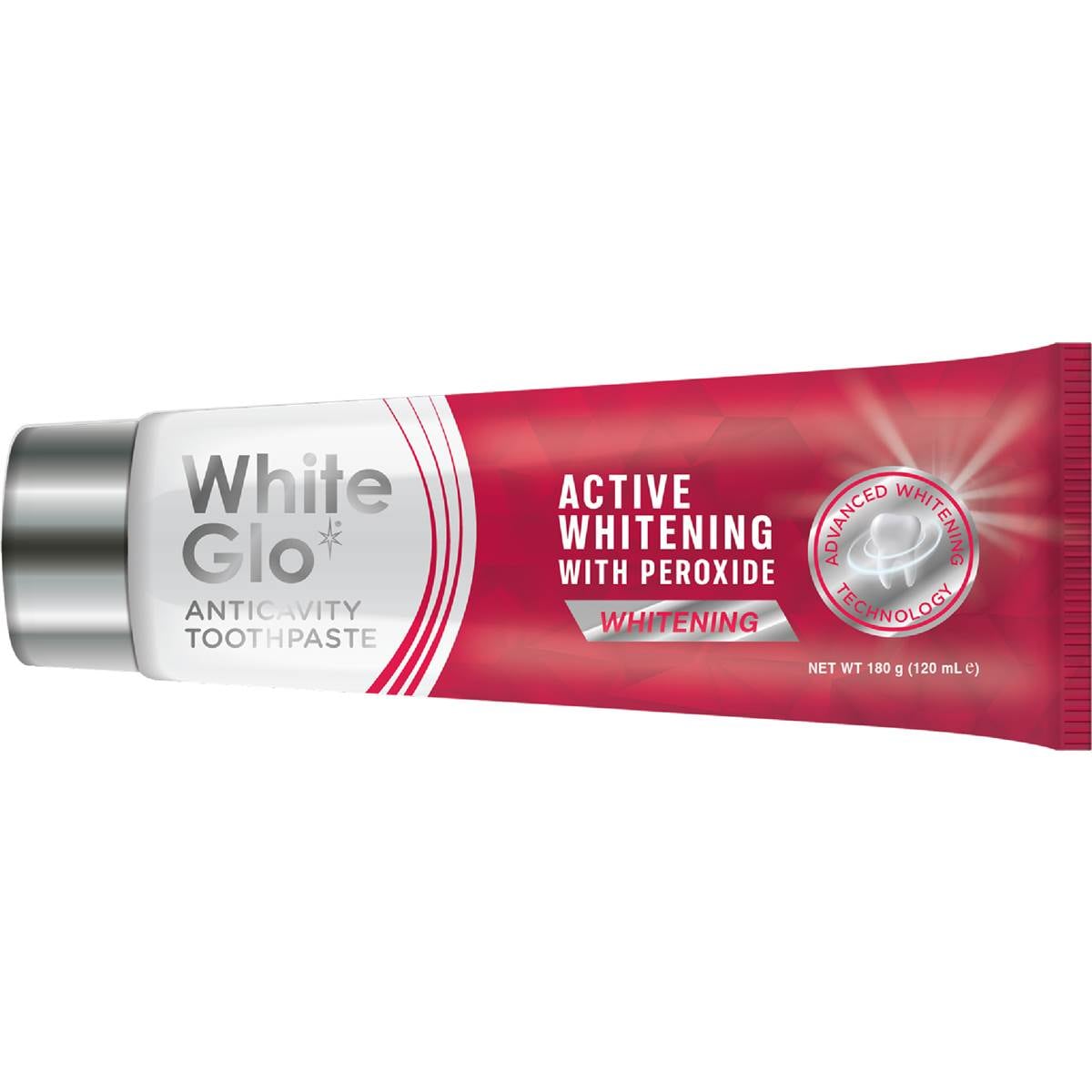 White Glo Toothpaste Advantage Active Whitening With Peroxide 180g