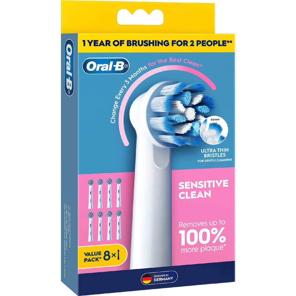 Oral-B Sensitive Clean Replacement Tooth Brush Heads 8 pack