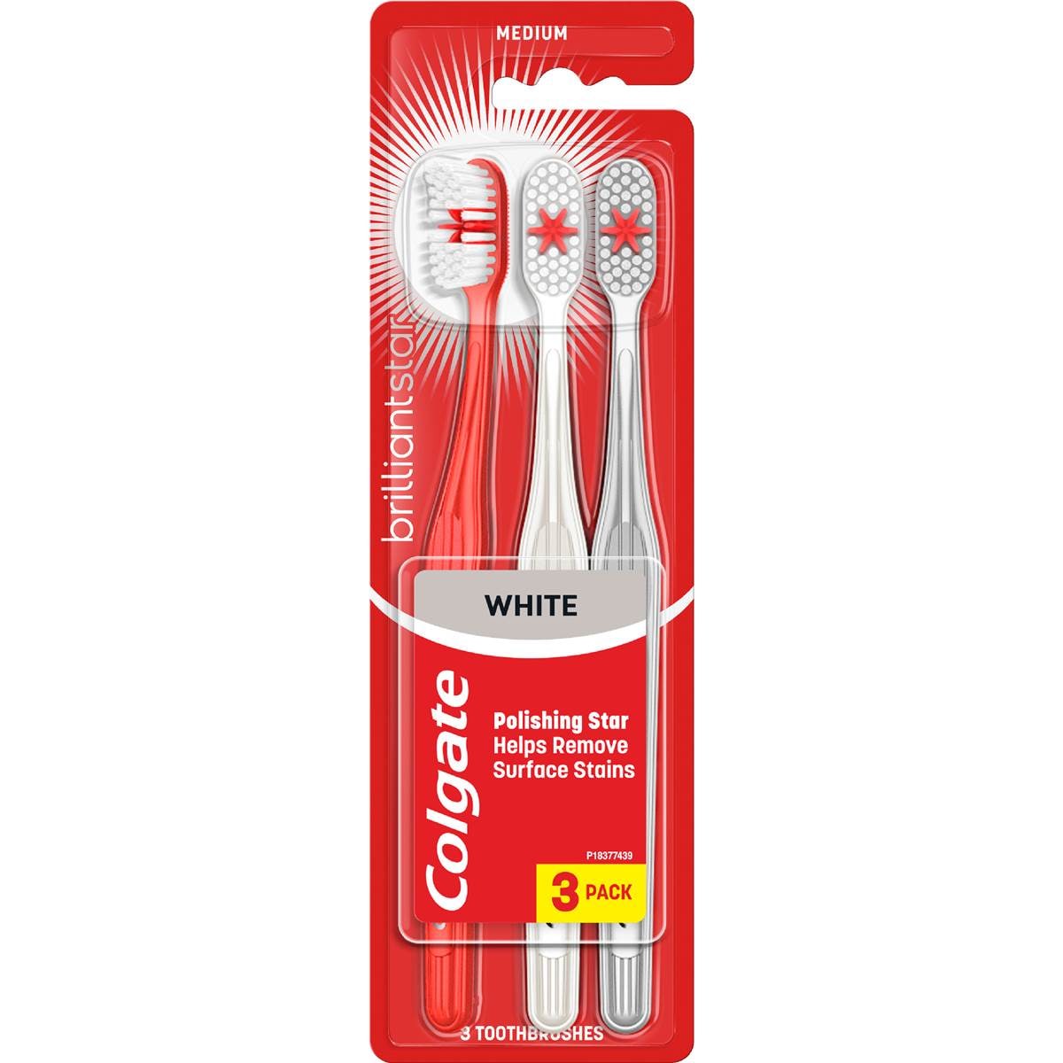 Colgate Toothbrush Brilliant Star White Medium 3 pack