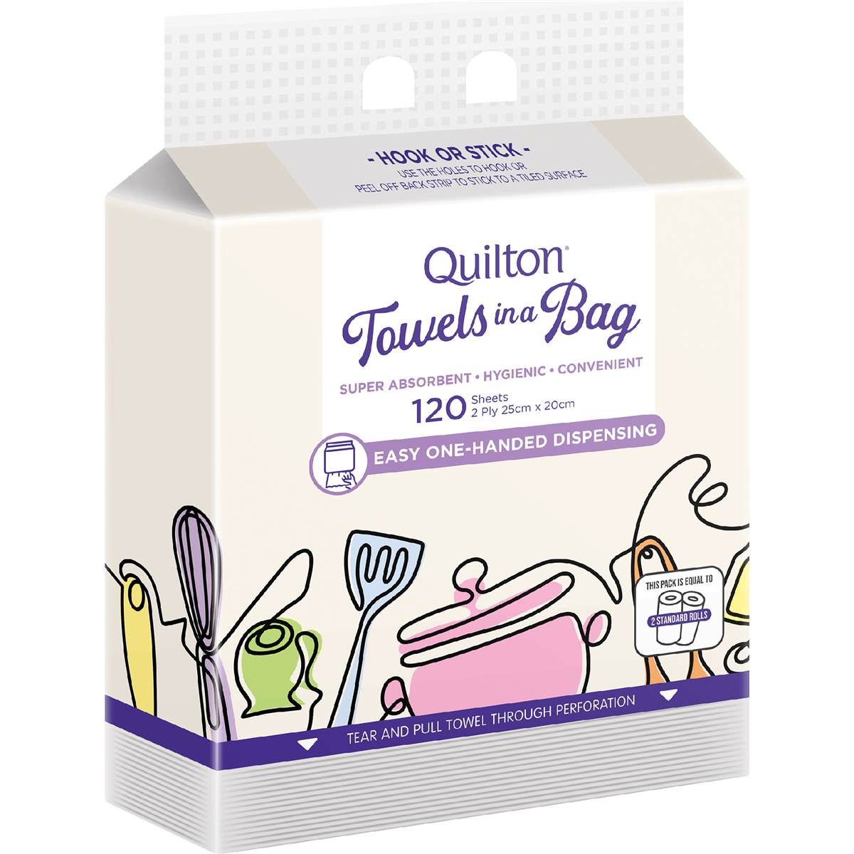 Quilton Towel In A Bag Paper Sheets 120 pack