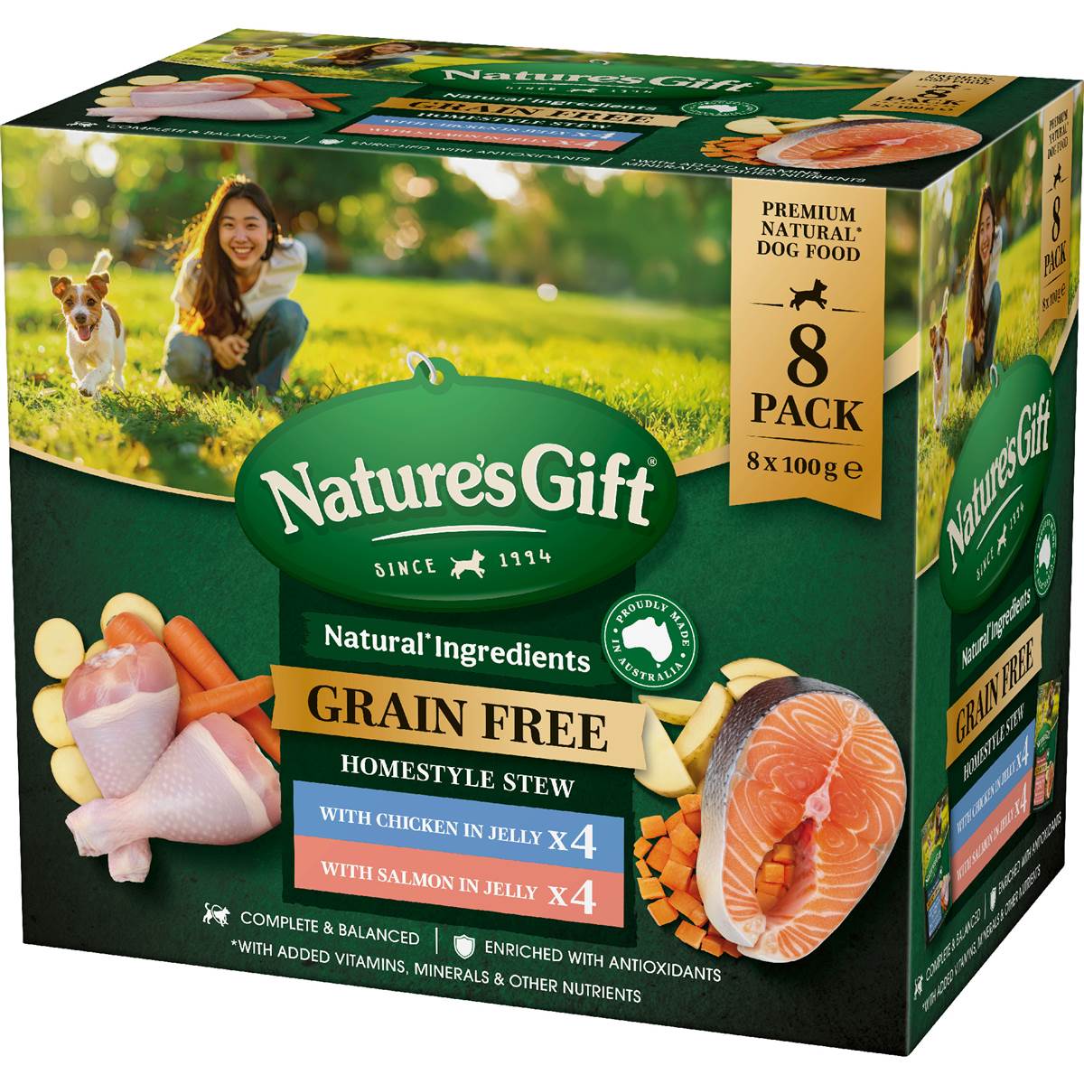 Nature's Gift Grain Free Wet Dog Food Jelly Chicken Salmon Pouch 100g x 8 pack