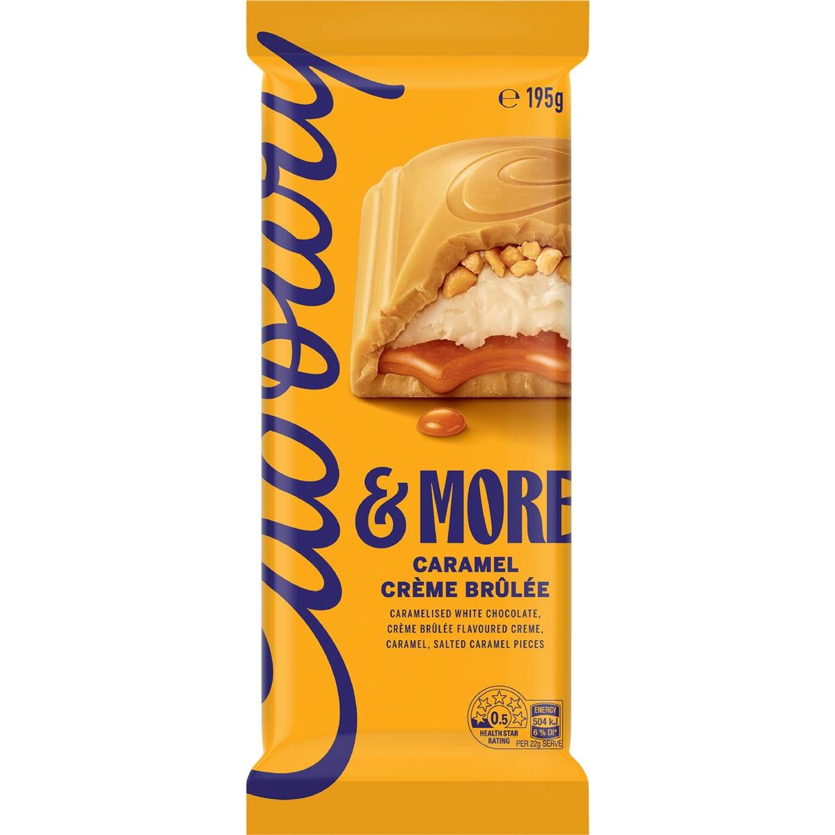 Cadbury & More Creme Brulee Caramel Chocolate Block 195g