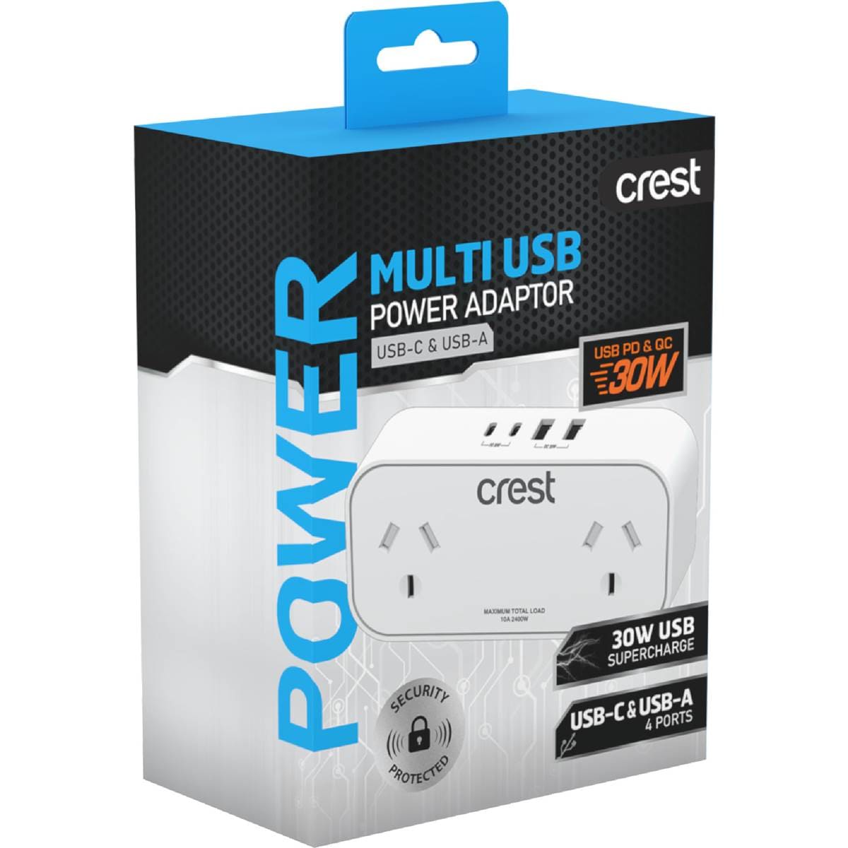 Crest Multi USB Power Adaptor USB-C & USB-A each